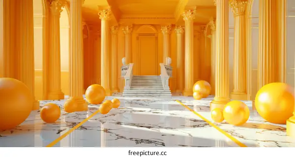 Vibrant Orange Architectural Hallway