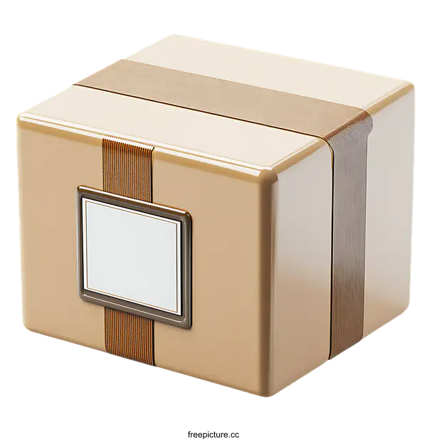 [Transparent Background PNG]Beige Gift Box with Decorative Ribbon