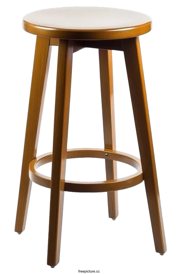 [Transparent Background PNG]Wooden Bar Stool with a Smooth Finish