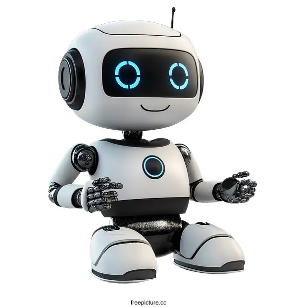 [Transparent Background PNG]Cute Robot Illustration with Friendly Expression