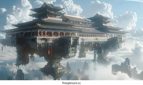 Floating Chinese Palace in the Clouds