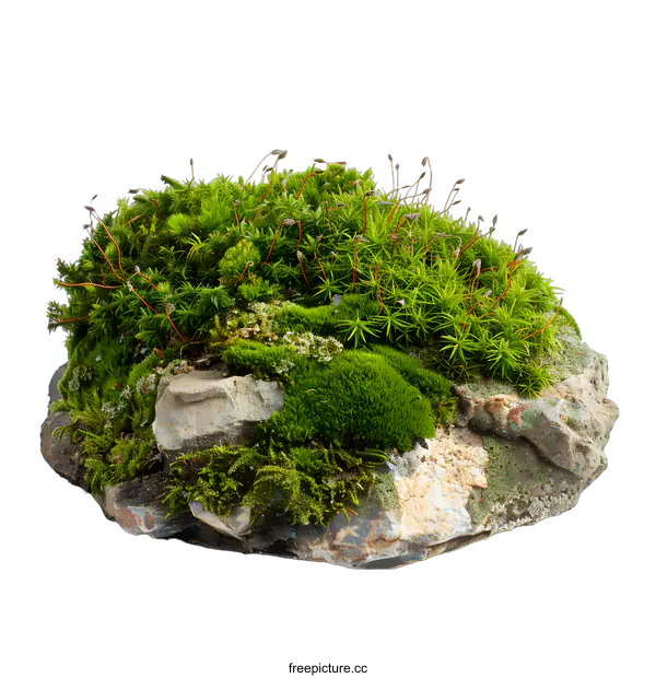 [Transparent Background PNG]Green Moss Growing on Rock