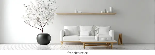 Modern Minimalist Living Room Interior Design Illustration
