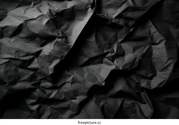 Closeup of Crumpled Black Paper Texture