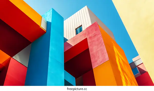 Colorful Building Facade With Geometric Shapes