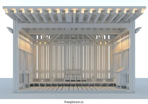 Empty Wooden Stage with Lights