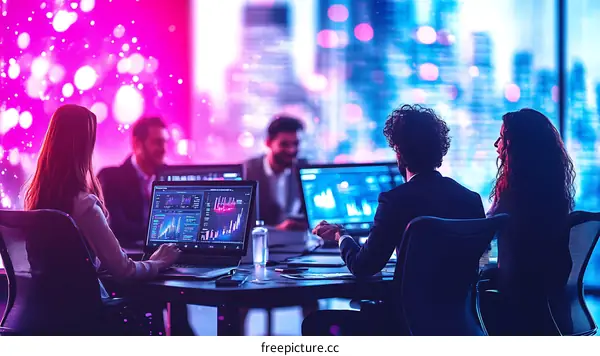 Night Business Team Collaboration