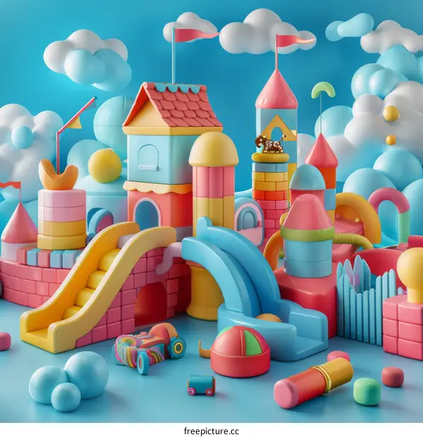 Whimsical 3D Castle Illustration