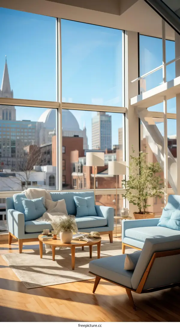 Airy Scandinavian Living Room with Large Windows