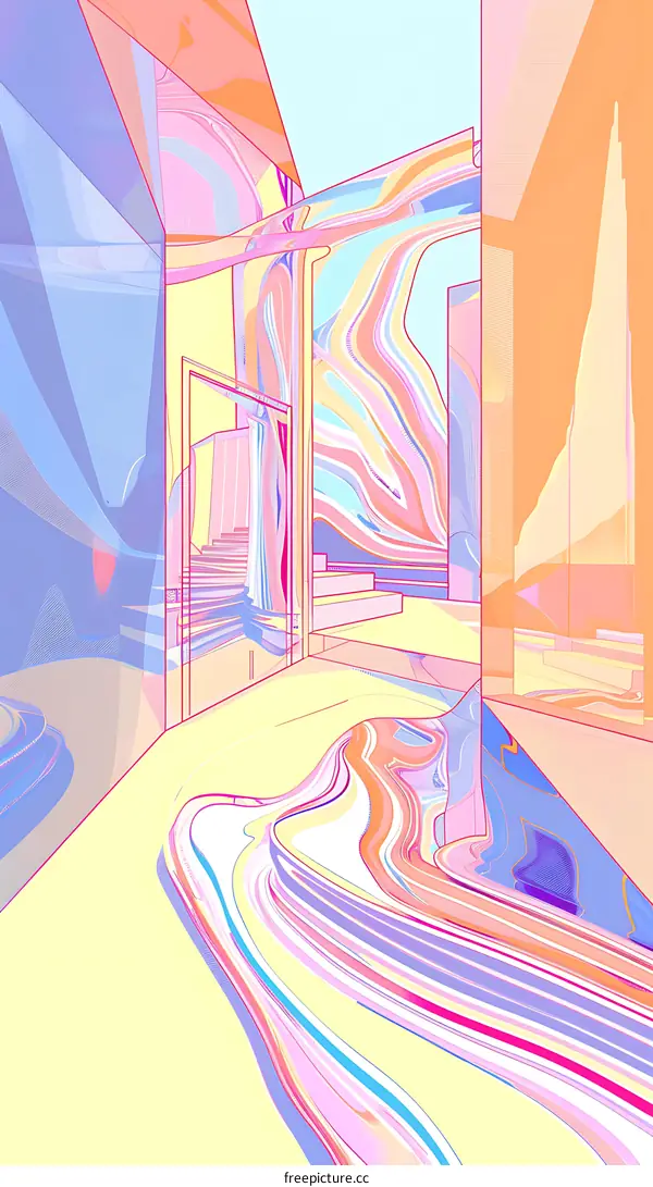 Abstract Building with Pastel Colors