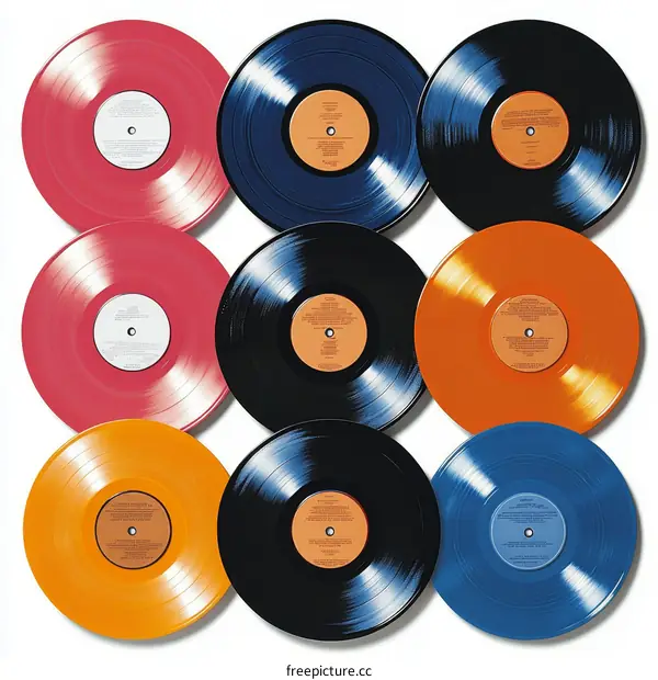 Colorful Vinyl Records Collection