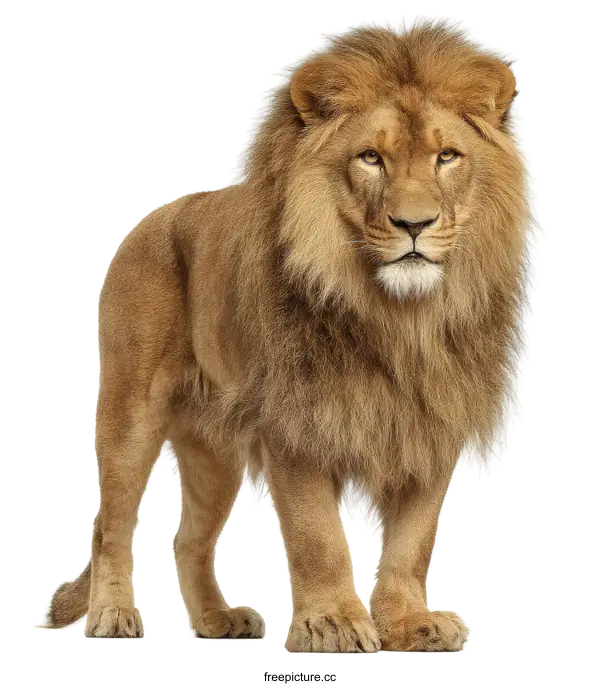 [Transparent Background PNG]Majestic African Lion Portrait Against White Background