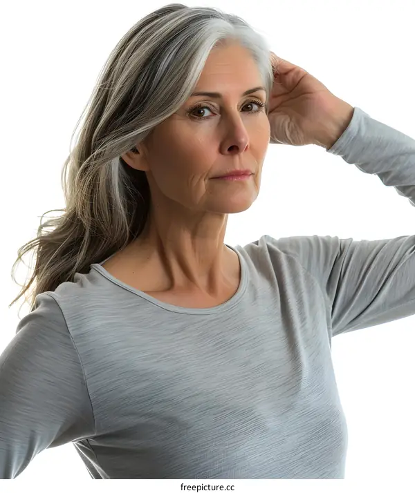 portrait of a beautiful woman with gray hair
