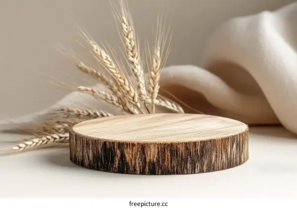 Wooden Display Stand with Wheat Ears