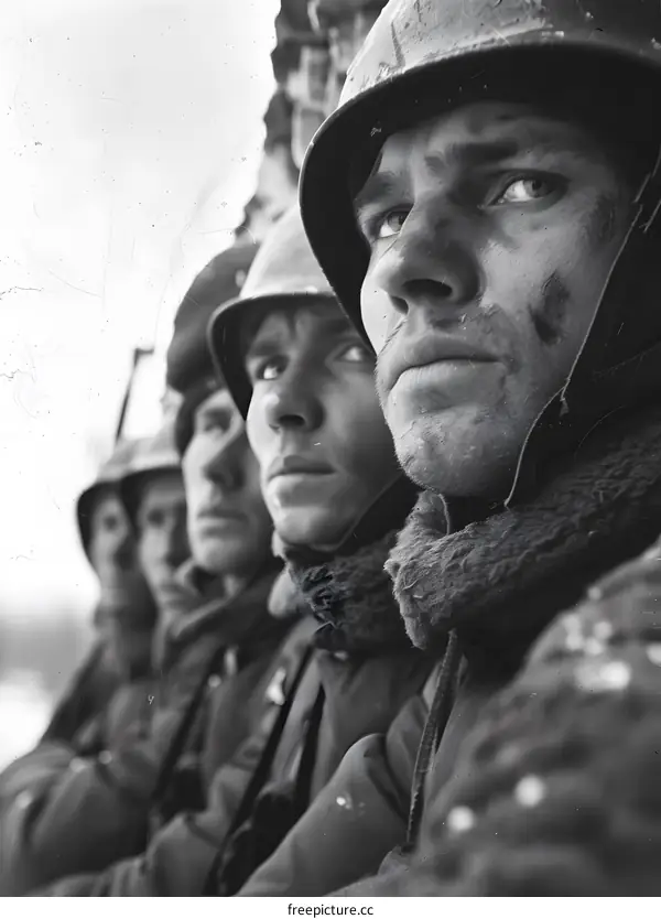 A group of soldiers in uniform during World War II