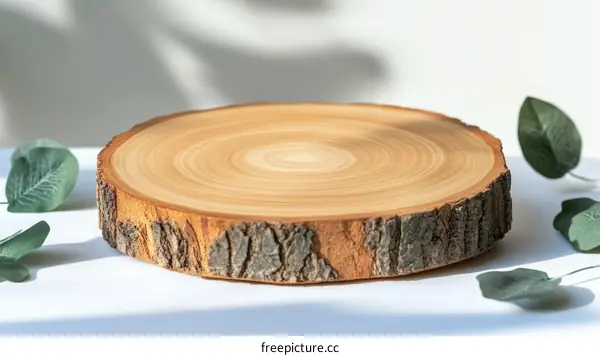 Natural Wooden Slice Display Stand with Greenery