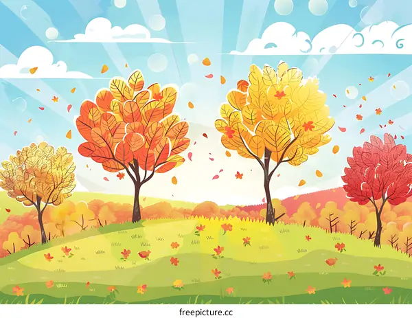 Autumn Landscape with Colorful Trees