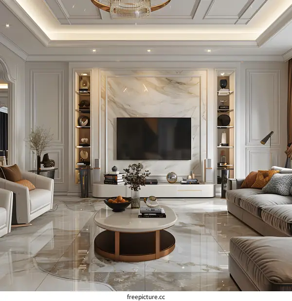 Living room TV background wall design renderings