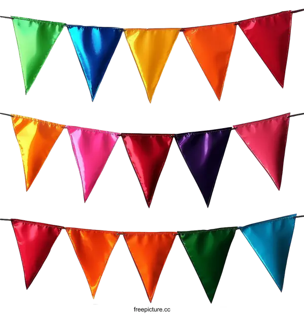 [Transparent Background PNG]Colorful Triangular Bunting Banner Decoration