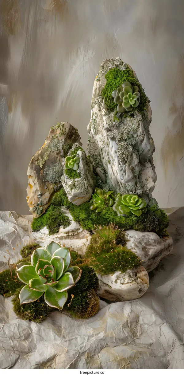 Stone and Succulents Still Life Photography
