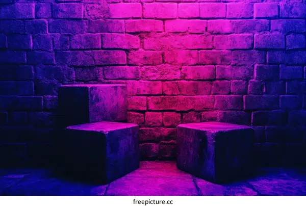 Neon Brick Wall Display Platform