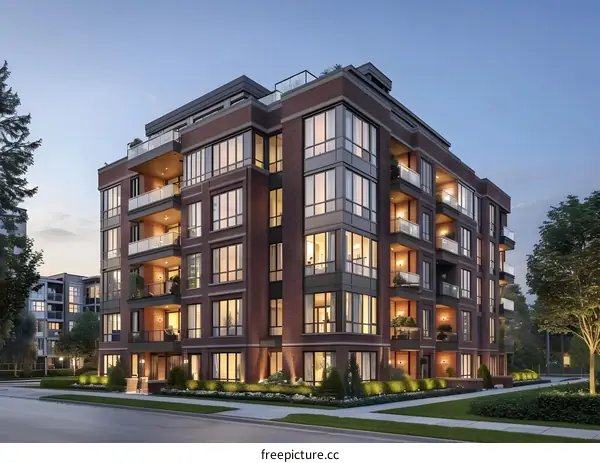 Modern Brick Apartment Building Exterior Design