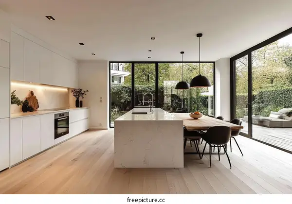 Modern European Kitchen with Garden View