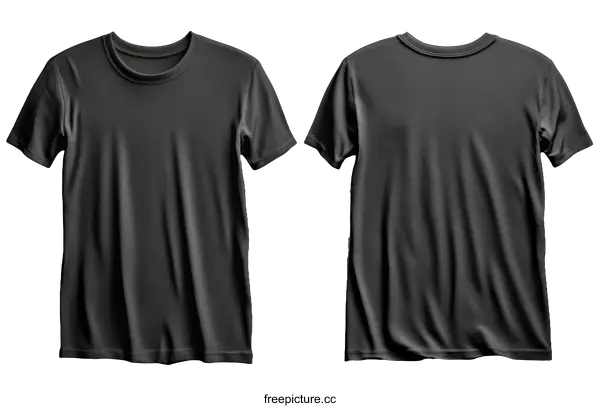 [Transparent Background PNG]Blank Black T-Shirt Mockup Front and Back View