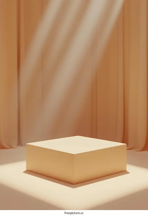 Minimalist Product Display with Sunbeams and Drapes