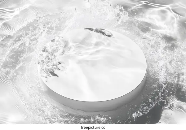 Abstract Round Display Platform in Water Splash