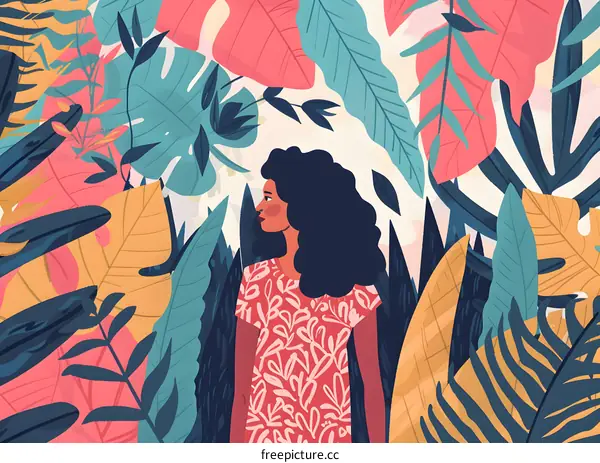 Woman in Jungle Illustration