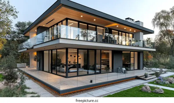 Modern House Exterior Design with Large Windows