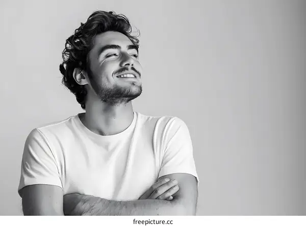 Smiling man with crossed arms