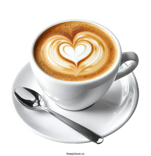 [Transparent Background PNG]Heart Latte Art Coffee Cup