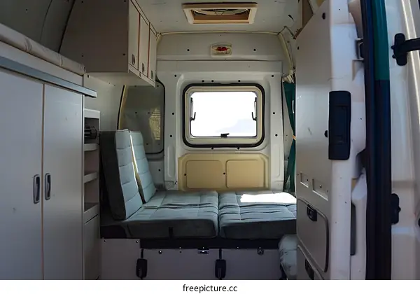 Van Interior With Two Seats And Storage