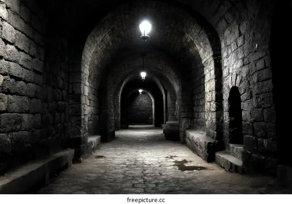 Dark Stone Tunnel Pathway of the Ancient Underground