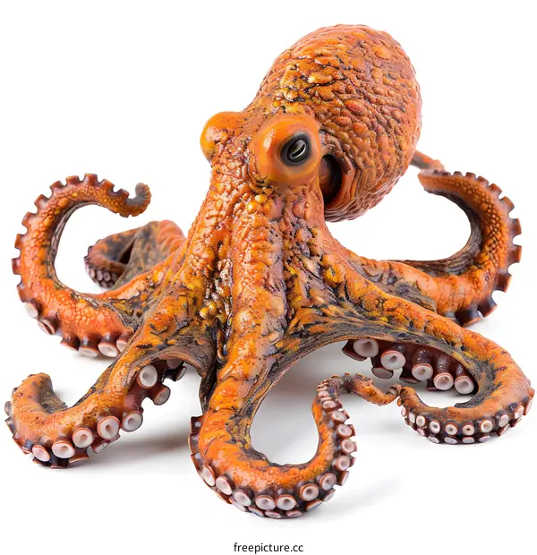 Giant Pacific Octopus on White Background