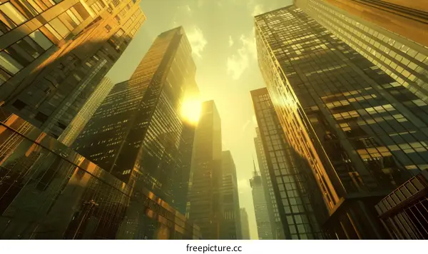 Looking up at a tall building