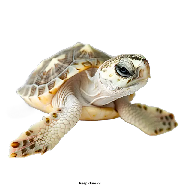 [Transparent Background PNG]Albino Baby Sea Turtle on White Background