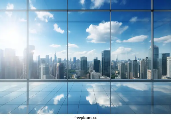 Modern city with skyscrapers made of glass and steel