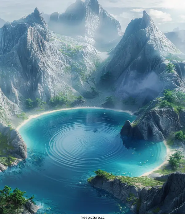 Blue Crater Lake in the Mountains