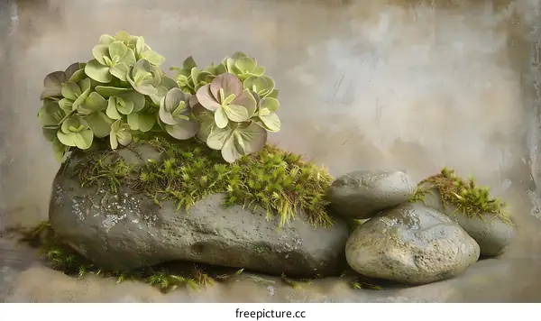 Green Moss and Stones Nature Background