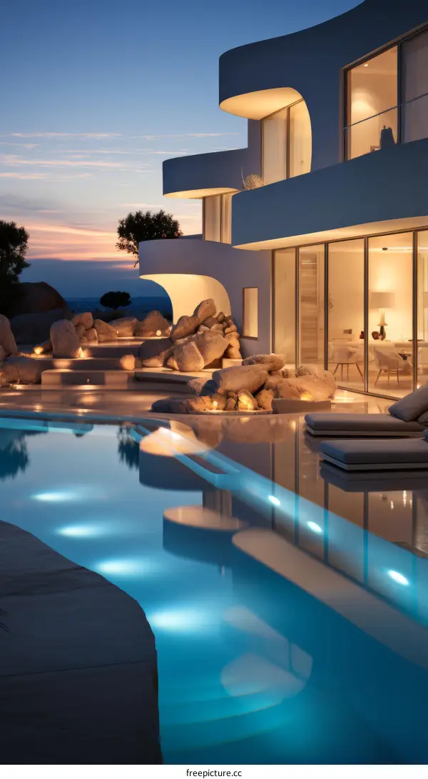 Modern villa with pool and amazing sea view