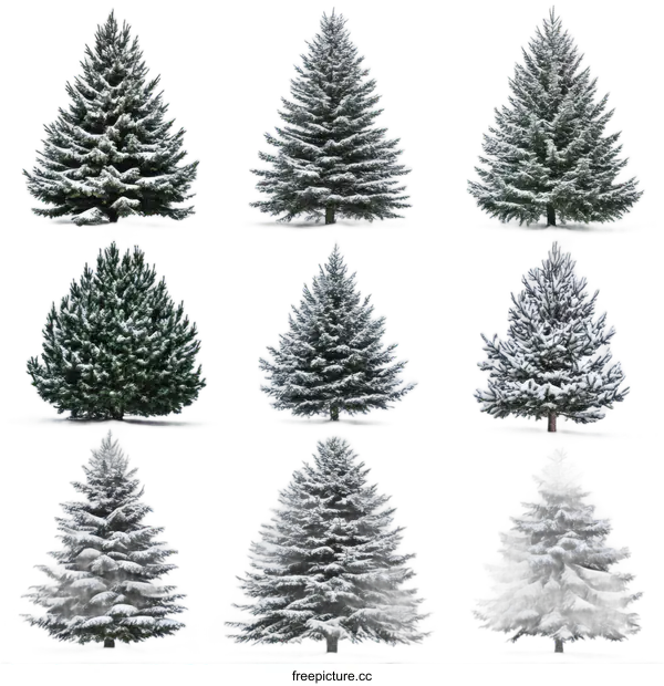 [Transparent Background PNG]Snowy Christmas Trees Collection