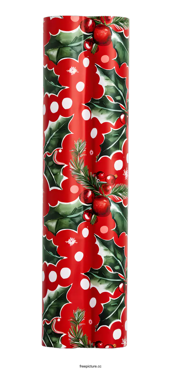 [Transparent Background PNG]Red And Green Christmas Wrapping Paper Holly Pattern