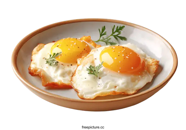 [Transparent Background PNG]Fried Eggs on a Plate, Delicious Breakfast