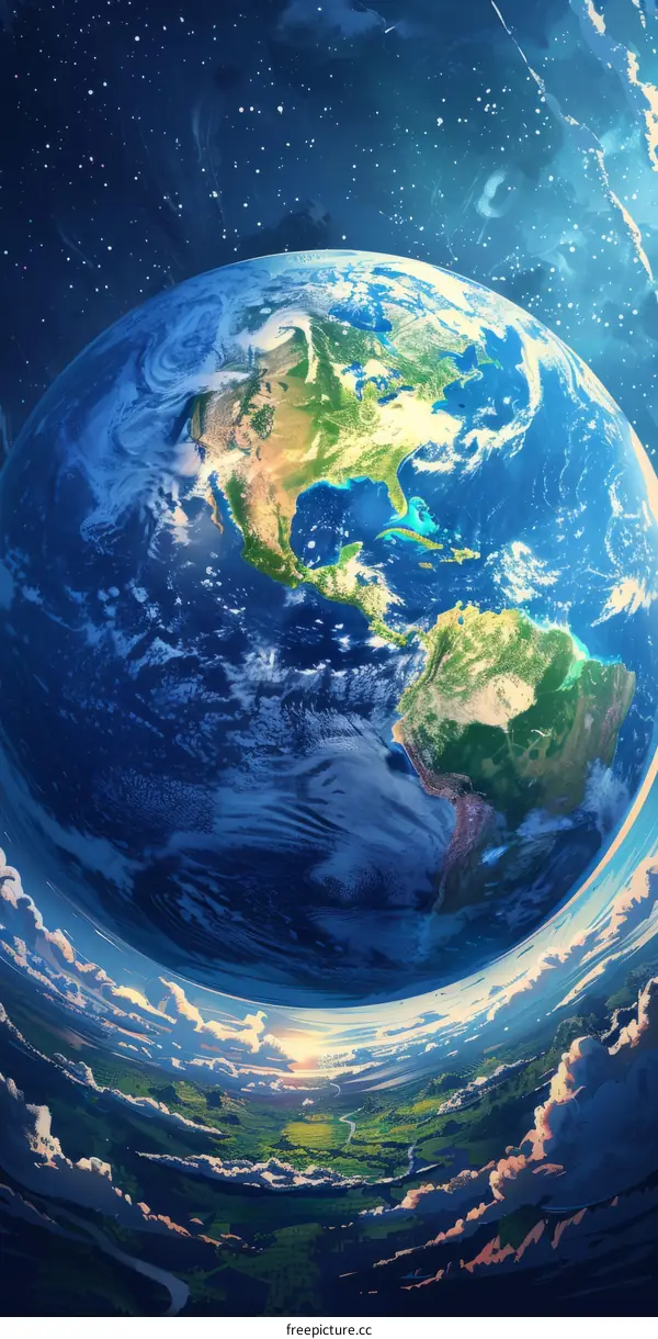 A beautiful illustration of the Earth from space showing the Americas