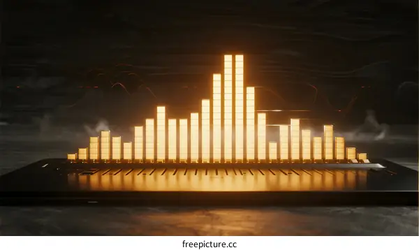 Abstract Sound Equalizer Visualization with Glowing Bars