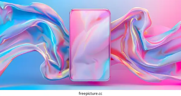 Iridescent Smartphone Mockup with Flowing Fabric