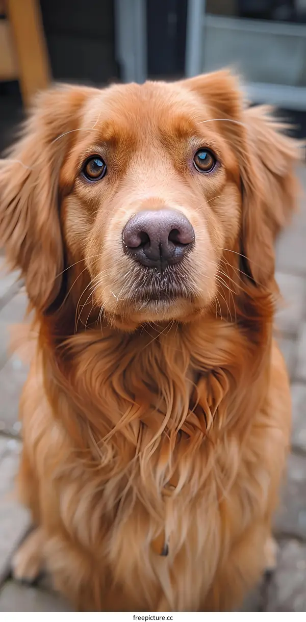 A portrait of a golden retriever dog